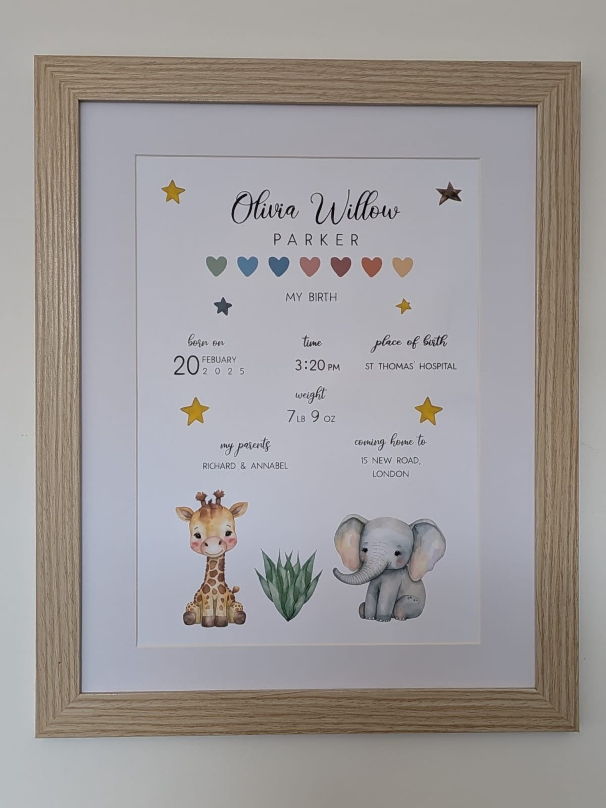 Personalised Baby Prints - Birth Details