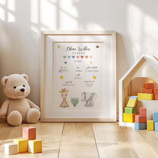 Personalised Baby Prints - Birth Details